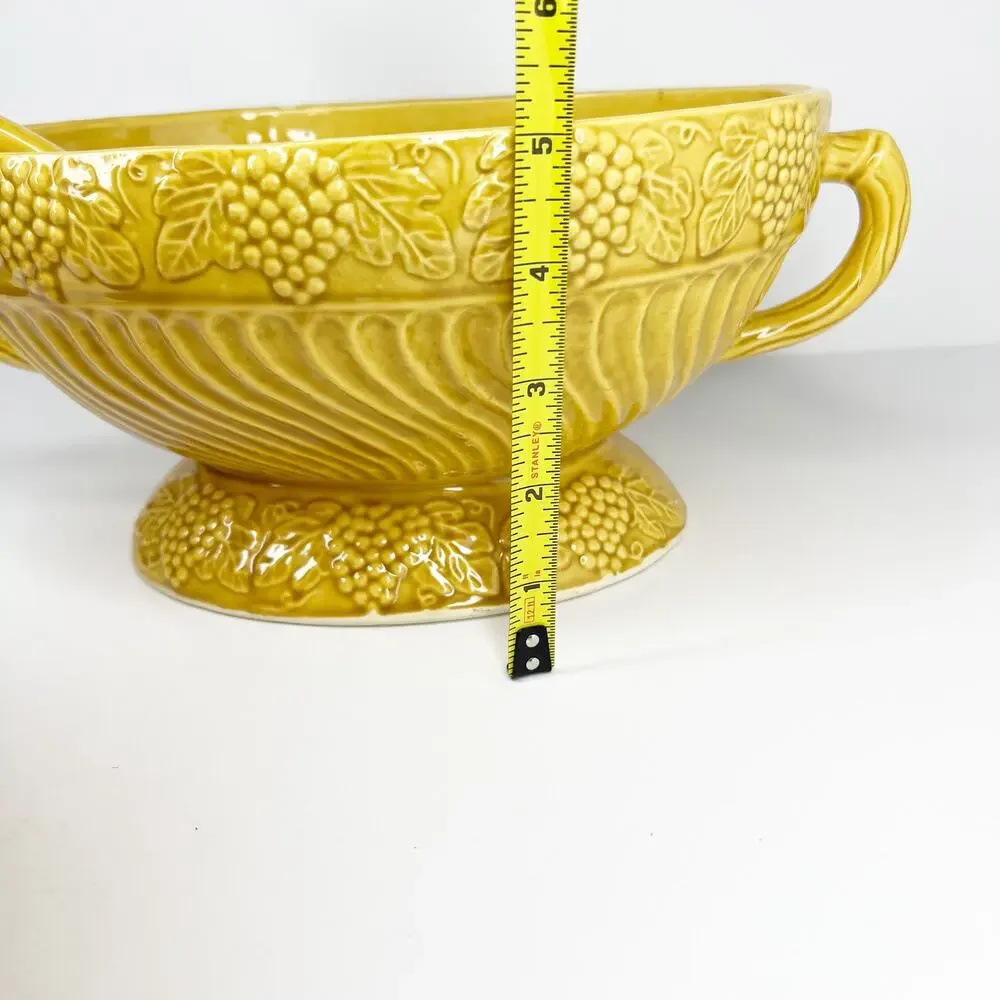 Mustard Yellow California Pottery 782 Soup Tureen Bowl, Lid And Matching Spoon